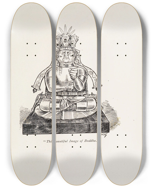 Triptych art skateboard deck of Sir Wilfrid Lawson Cartoons In Rhyme And Line Pl03 by Sir Wilfrid Lawson (1829-1906)
