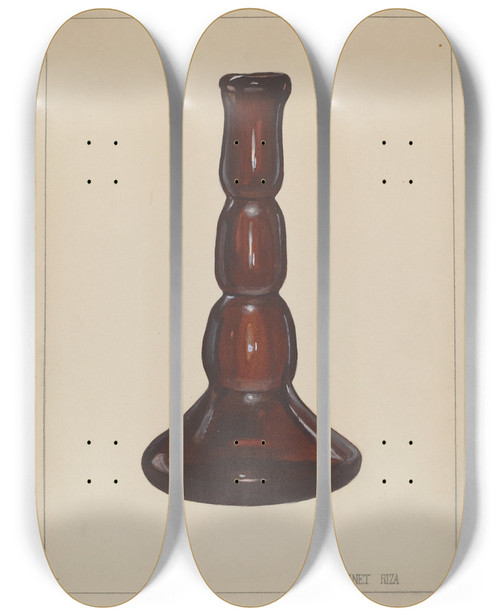 Triptych art skateboard deck of Janet Riza Candlestick_8 by Janet Riza (20-)