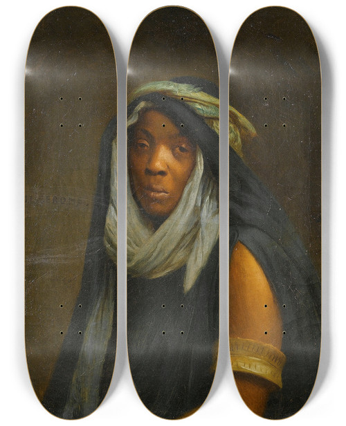 Triptych art skateboard deck of Jeanlon Grme The Black Servant Girl by Jean-Lon Grme (1824-1904)