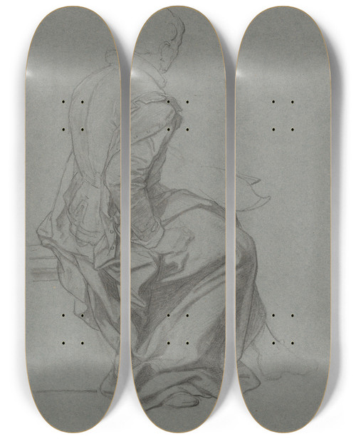 Triptych art skateboard deck of Nicaise De Keyser The Painter Ambrosius Francken by Nicaise De Keyser (1813-1887)