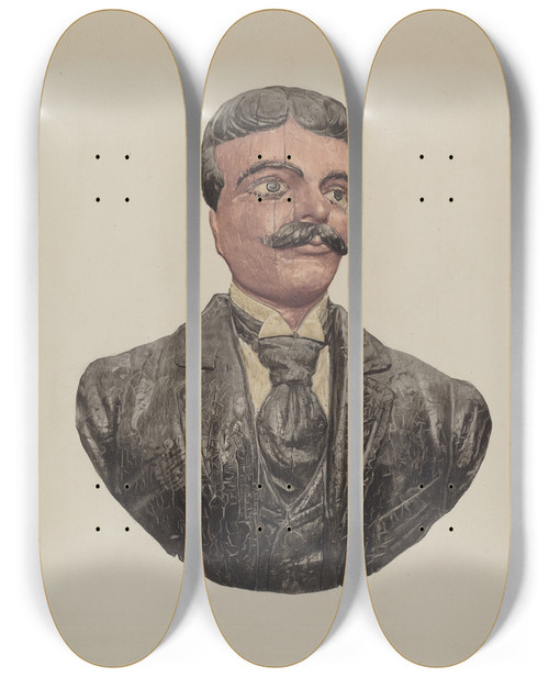 Triptych art skateboard deck of Albert Gold Sternpiece by Albert Gold
