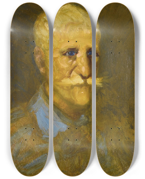 Triptych art skateboard deck of George Luks Portrait Of Maurice Prendergast by George Luks (1866-1933)