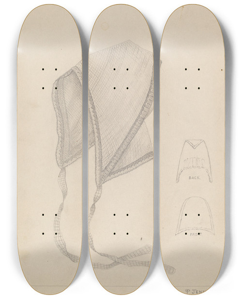 Triptych art skateboard deck of Percival Jenner Night Cap by Percival Jenner