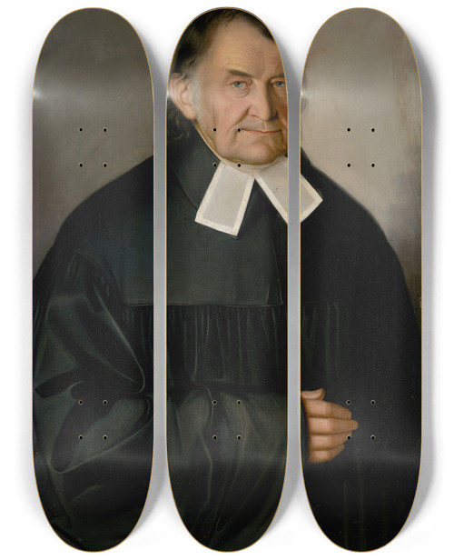 Triptych art skateboard deck of Peter Michal Boh Portrait Of Samuel Renss by Peter Michal Bohun (1822-1879)