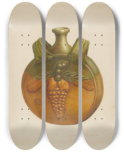Triptych art skateboard deck of William H Edwards Water Bottle by William H Edwards
