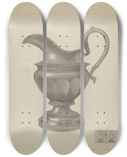 Triptych art skateboard deck of Paul Ward Silver Creamer by Paul Ward (20-)
