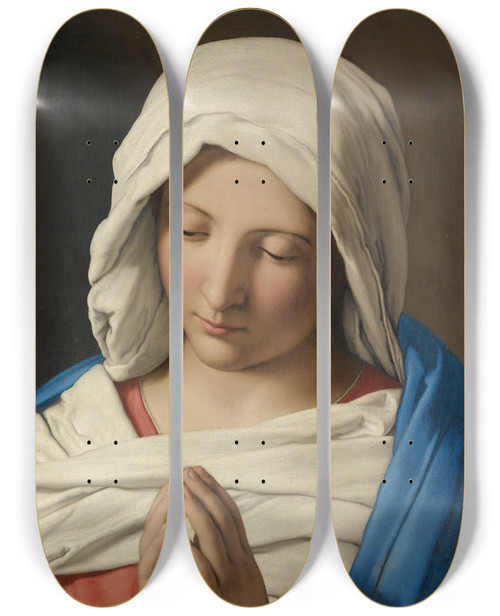 Triptych art skateboard deck of Giovanni Battista Salvi Da Sassoferrato The Madonna In Prayer_2 by Giovanni Battista Salvi Da Sassoferrato (1609-1685)