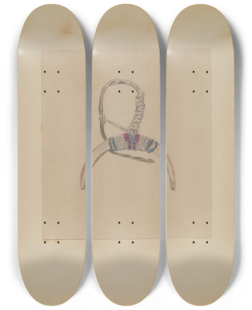 Triptych art skateboard deck of Melita Hofmann Bone And Beadwork by Melita Hofmann (1907-1976)