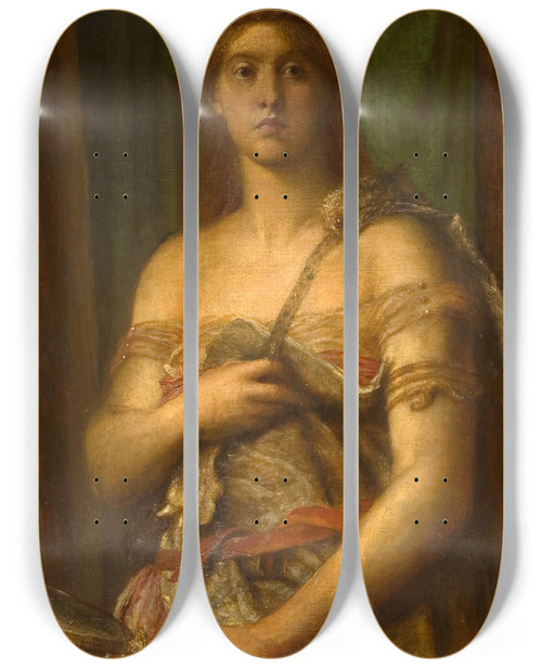 Triptych art skateboard deck of George Frederic Watts A Roman Lady by George Frederic Watts (1817-1904)
