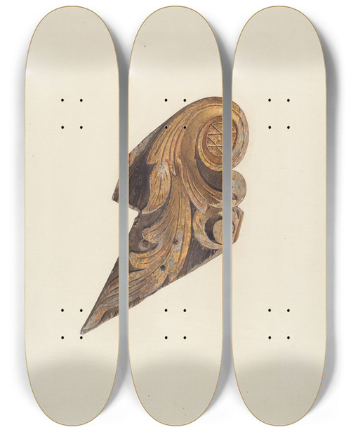 Triptych art skateboard deck of Marian Page Billethead_2 by Marian Page