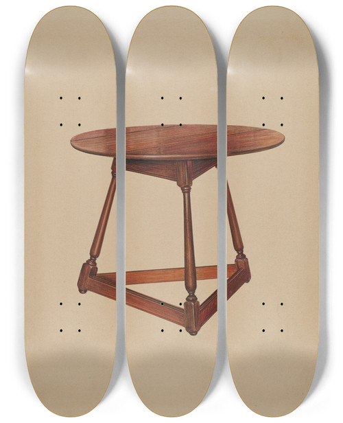 Triptych art skateboard deck of Harry Eisman Table_1 by Harry Eisman