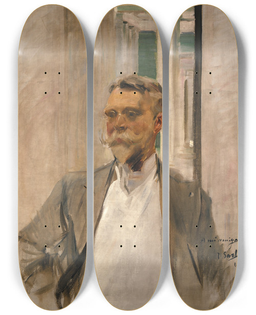 Triptych art skateboard deck of Joaqun Sorolla Portrait Of Charles M Kurtz Founding Director Albright Art Gallery 19051909 by Joaquin Sorolla (1863-1923)