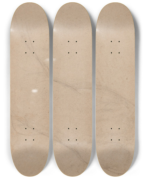 Triptych art skateboard deck of Benjamin Robert Haydon Study Of A Foot Verso by Benjamin Robert Haydon (1786-1846)