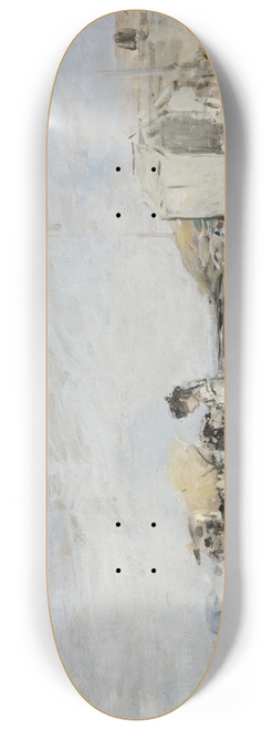 Eugne Boudin - Lady in White on the Beach at Trouville 8.25 inch art skate deck