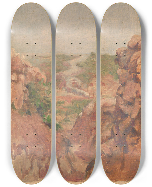 Triptych art skateboard deck of Dezider Czlder From Italian Front V by Dezider Czolder (1875-1933)
