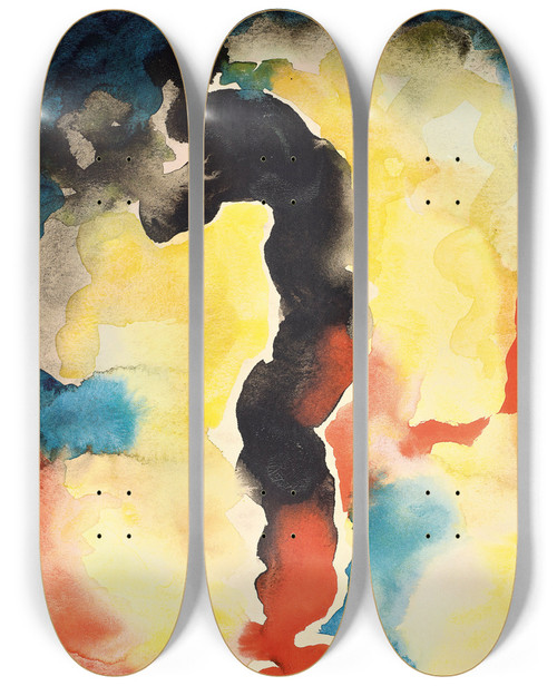 Triptych art skateboard deck of Georgia Okeeffe Untitled Abstractionportrait Of Paul Strand by Georgia Okeeffe (1887-1986)