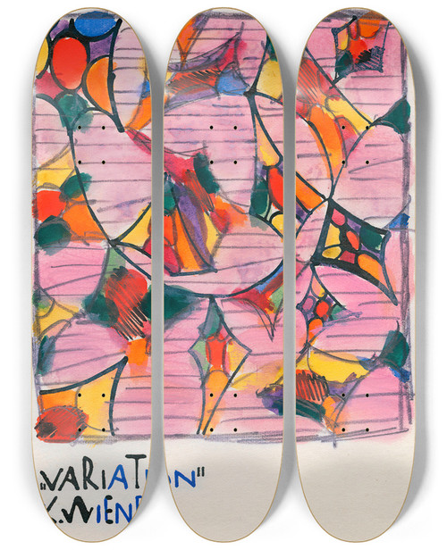 Triptych art skateboard deck of Karl Wiener Variation by Karl Wiener (1901-1949)