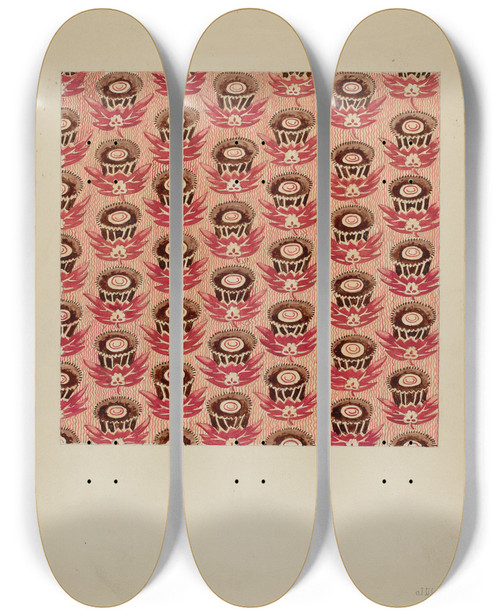 Triptych art skateboard deck of Julie C Brush Printed Cotton_1 by Julie C Brush