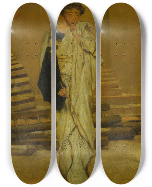 Triptych art skateboard deck of Lawrence Almatadema The Roman Architect by Lawrence Alma-Tadema (1836-1912)