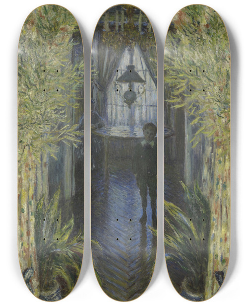 Triptych art skateboard deck of Claude Monet A Corner Of The Apartment by Claude Monet (1840-1926)