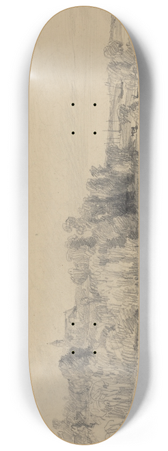 Eugne Boudin - LIle aux Moines with Workers in a Field 8.25 inch art skate deck