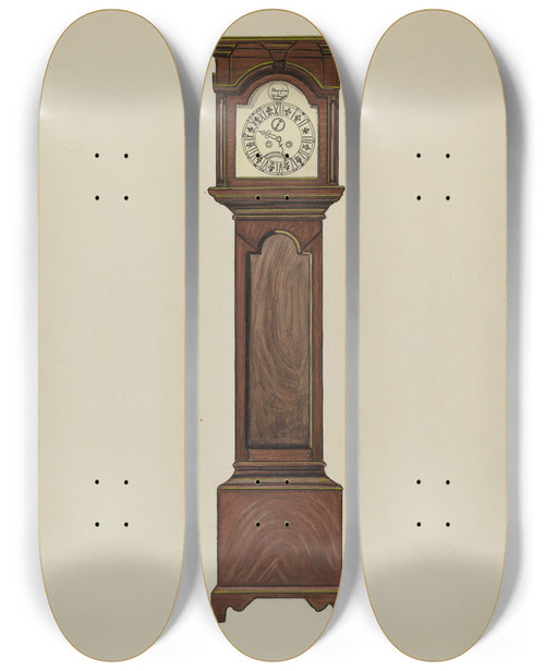 Triptych art skateboard deck of Ernest A Towers Jr Grandfather Clock_2 by Ernest A Towers Jr (20-)
