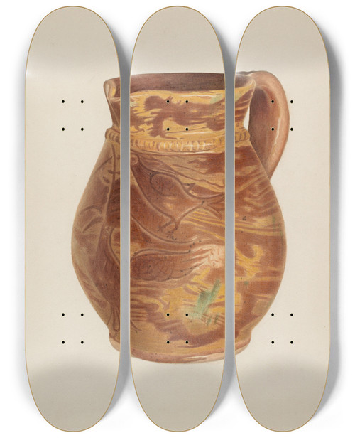 Triptych art skateboard deck of Alvin Shiren Pitcher by Alvin Shiren