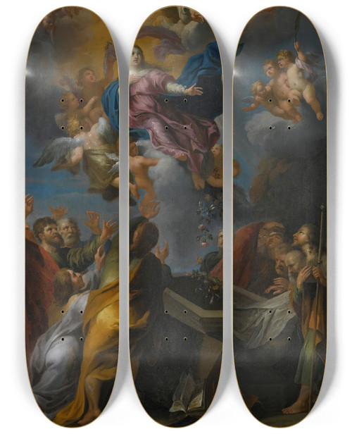 Triptych art skateboard deck of Bolognese School Assumption Of The Virgin by Bolognese School