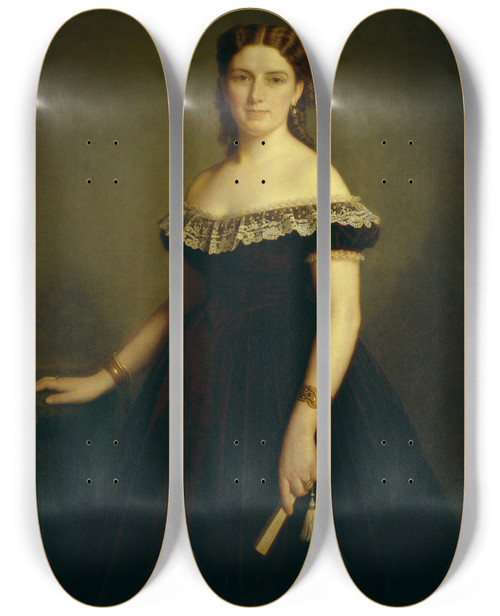 Triptych art skateboard deck of Amalia Lindegren Jane Cederlund by Amalia Lindegren (1814-1891)