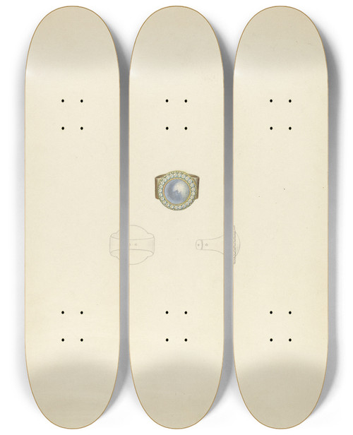 Triptych art skateboard deck of John H Tercuzzi Ring_1 by John H Tercuzzi