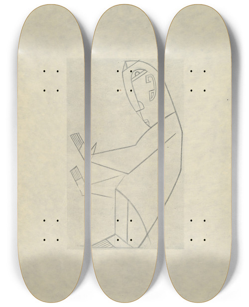 Triptych art skateboard deck of Henri Gaudierbrzeska H Gaudierbrzeska 18911915 Pl18 by Henri Gaudier-Brzeska (1891-1915)