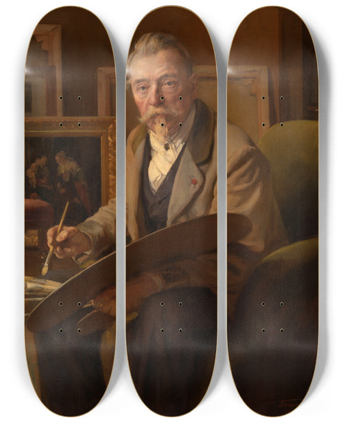 Triptych art skateboard deck of Herman Richir The Painter Alexandre Nestor Nicolas Robert by Herman Richir