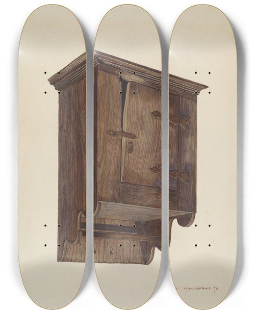 Triptych art skateboard deck of Ernest A Towers Jr Hanging Closet by Ernest A Towers Jr (20-)