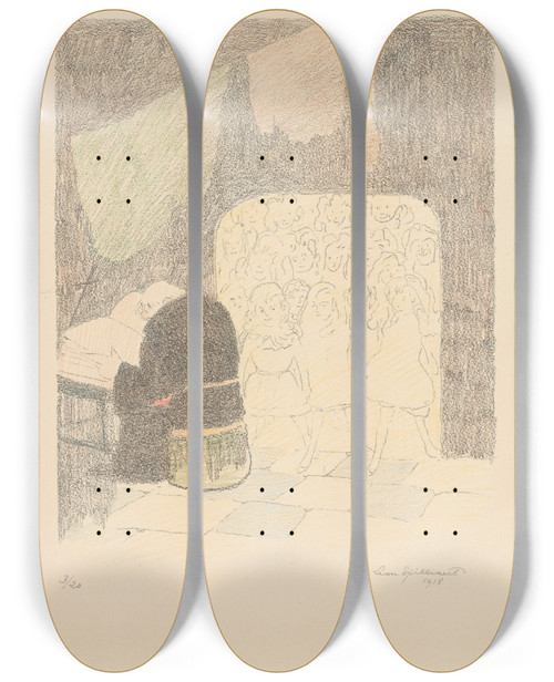 Triptych art skateboard deck of Lon Spilliaert Les Serres Chaudes 5 by Leon Spilliaert (1881-1946)