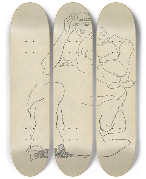 Triptych art skateboard deck of Henri Gaudierbrzeska H Gaudierbrzeska 18911915 Pl06 by Henri Gaudier-Brzeska (1891-1915)