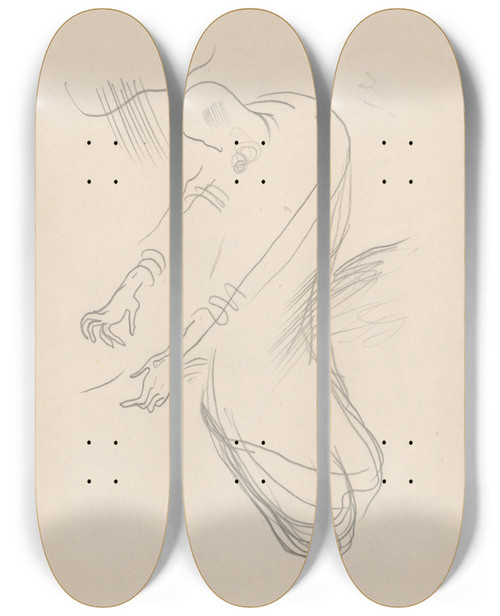 Triptych art skateboard deck of Mikul Galanda Sketchbook_104 by Mikulas Galanda (1895-1938)