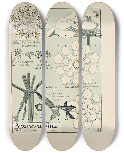 Triptych art skateboard deck of Maurice Pillard Verneuil Brancursine_1 by Maurice Pillard Verneuil (1869-1942)