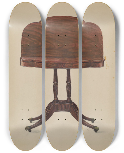 Triptych art skateboard deck of Nicholas Gorid Table Pedestal by Nicholas Gorid (20-)