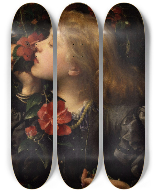 Triptych art skateboard deck of George Frederic Watts Dame Alice Ellen Terry Choosing by George Frederic Watts (1817-1904)