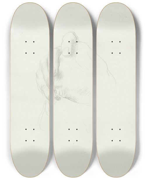 Triptych art skateboard deck of Alphonse Legros Study For The Hands In The Portrait Of Edward D Adams by Alphonse Legros (1837-1911)