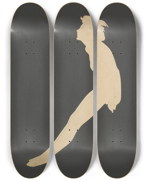 Triptych art skateboard deck of Maxfield Parrish Dreaming Preliminary Study For Painting by Maxfield Parrish (1870-1966)