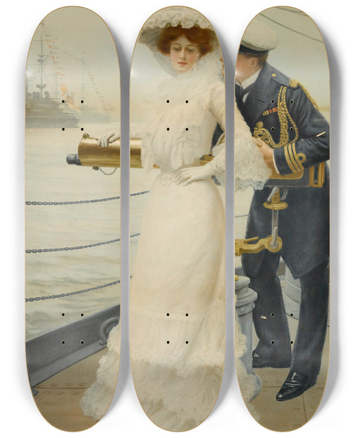 Triptych art skateboard deck of English School Off Duty by English School