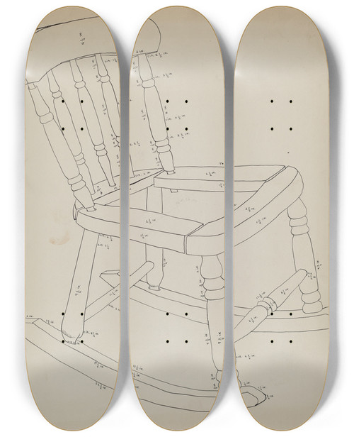 Triptych art skateboard deck of Tulita Westfall Rocking Chair by Tulita Westfall