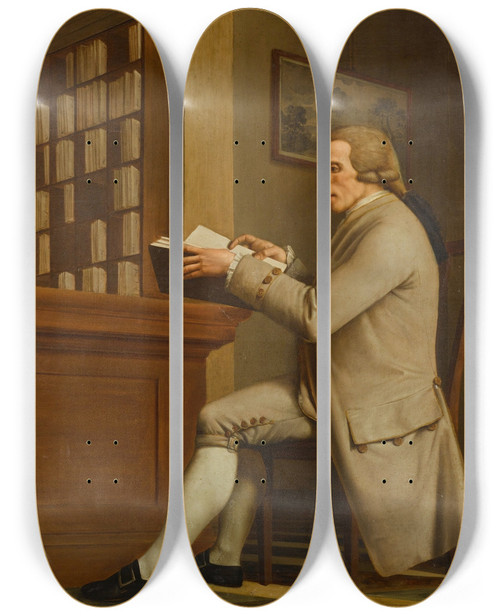 Triptych art skateboard deck of David Allan Portrait Of A Gentleman Traditionally Identified As Sir William Hamilton 17301803 by David Allan (1744-1796)
