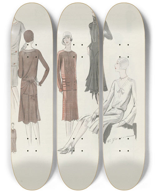 Triptych art skateboard deck of R Drivon Art Got Beaut P14 by R Drivon