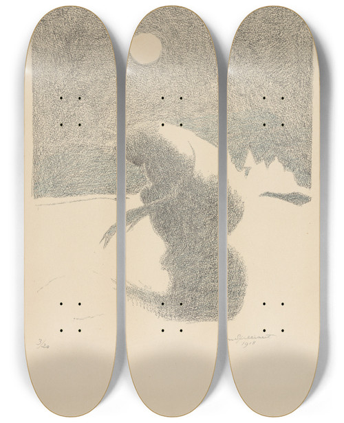 Triptych art skateboard deck of Lon Spilliaert Les Serres Chaudes 3 by Leon Spilliaert (1881-1946)