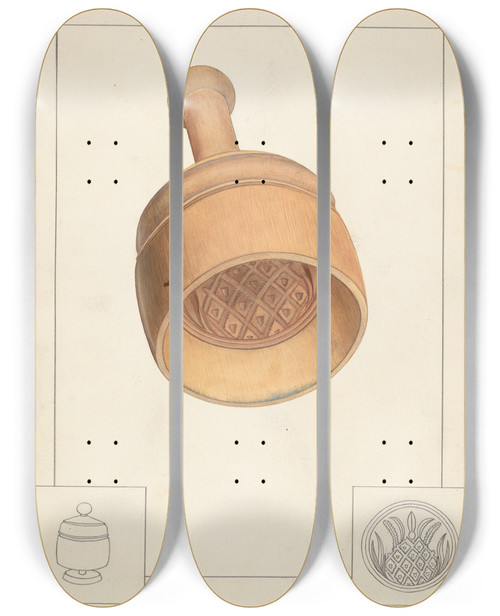 Triptych art skateboard deck of Wilbur M Rice Butter Mold_2 by Wilbur M Rice