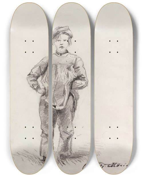 Triptych art skateboard deck of Claude Monet Boy In The Country by Claude Monet (1840-1926)