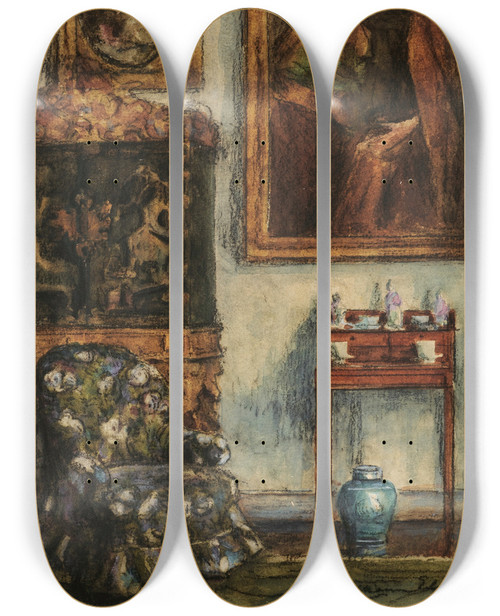 Triptych art skateboard deck of Sir William Eden Study_17 by Sir William Eden (1849-1915)