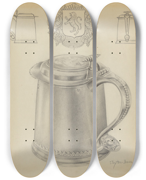 Triptych art skateboard deck of Clayton Braun Silver Tankard_3 by Clayton Braun